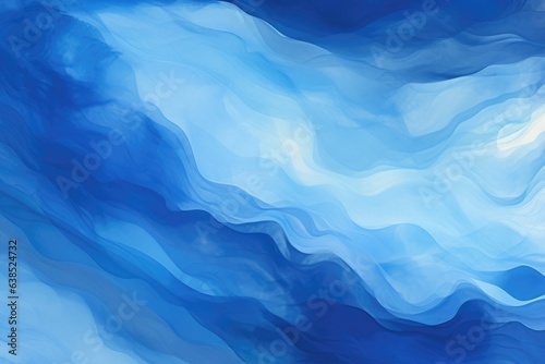 a mesmerizing artwork depicting the beauty of blue and white waves on a serene blue background