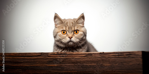 Stunning British Shorthair Cat with Silver Tabby Fur Isolated on White