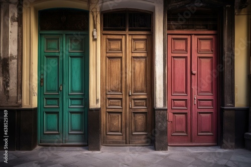 Multiple doors with varying colors. Generative AI