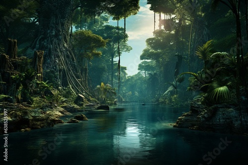 A picture showcasing the mesmerizing Amazon rainforest. Generative AI