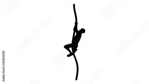 boy climb up the rope silhouette