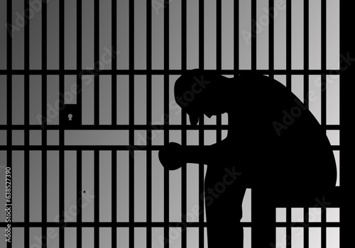 Fotografia silhouette of a prisoner behind bars