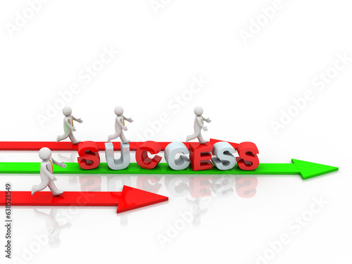 3d rendering Business Success people