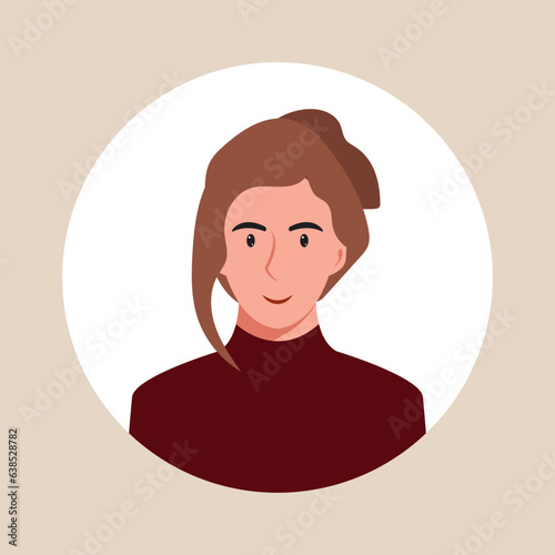 Circle the avatar with the portrait women of various races and hairstyles. Collection of user profiles. Round icon with happy smiling human. Colorful flat vector illustration.