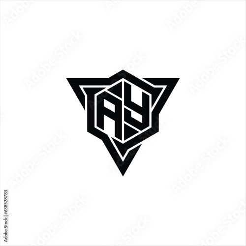 AY Logo monogram hexagon shape with triangle outline sharp slice style design template photo