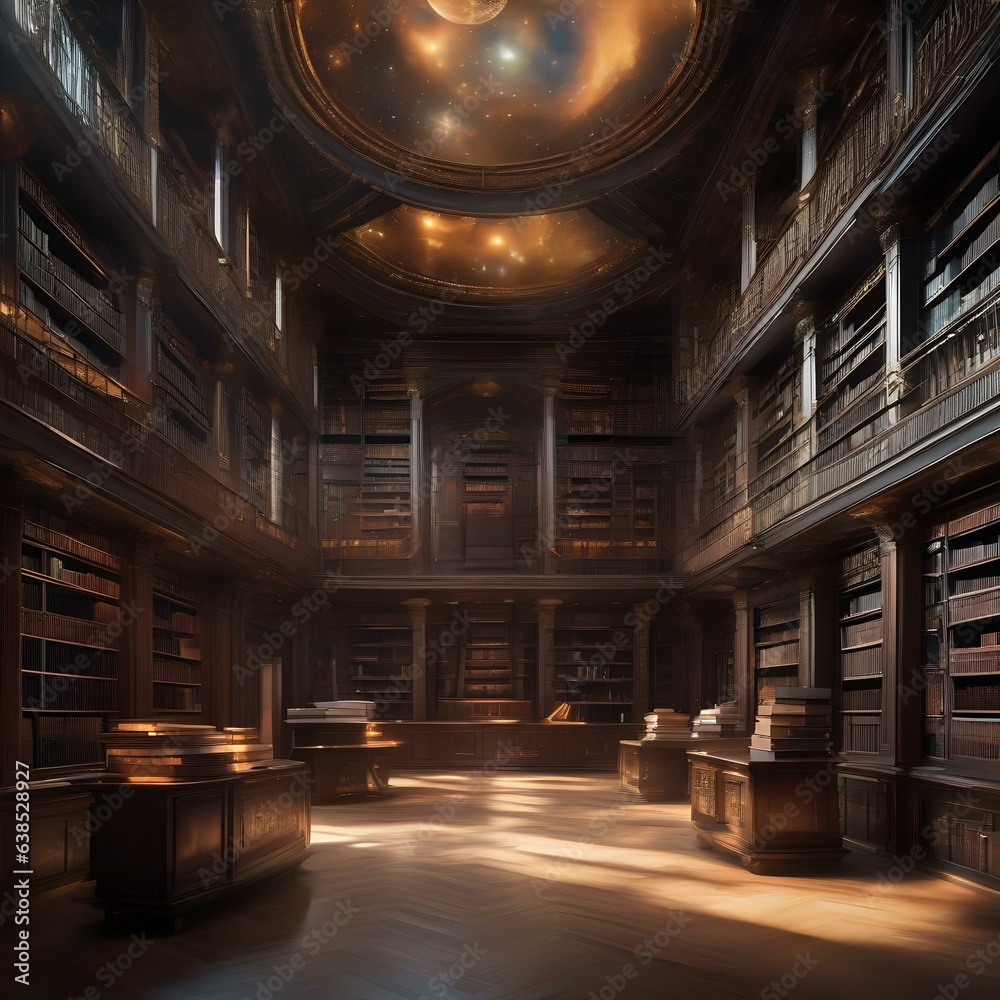 A celestial library floating in space, holding books that contain the secrets of the universe2 A celestial library floating in space, holding books that contain the secrets of the universe2