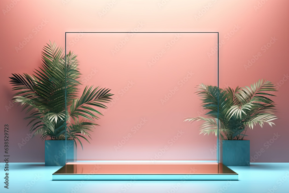 Minimal bright frosted glass wall background for product podium Minimal bright frosted glass wall background for product podium