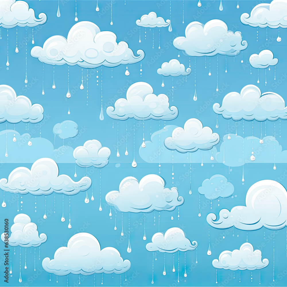 seamless background illustration with the rain and the clouds