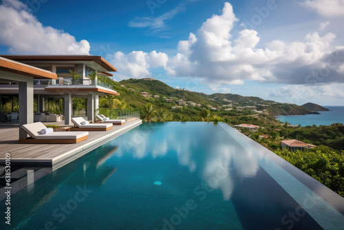 The beautiful infinity pool wraps around tbe corner of the villa © Kitta