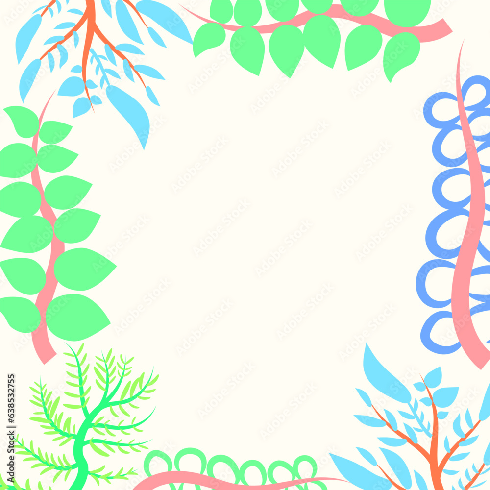 Weeds and fern hand drawn background, wallpaper, texture, cover, card, poster, banner template.