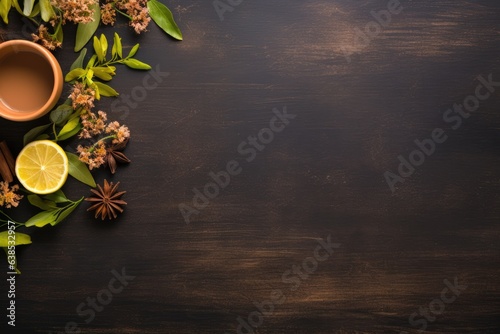 Black Tea themed background large copy space - stock picture backdrop