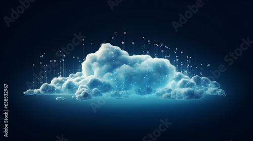 a cloud with sparkling snowflakes floating down from it
