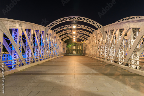 Anderson Bridge at night, Singapore photo