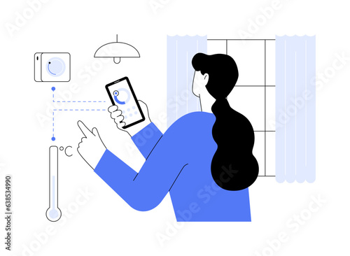 Smart thermostat abstract concept vector illustration.