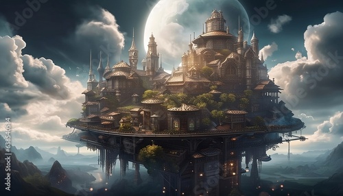 floating City in the sky, a town built above the ground