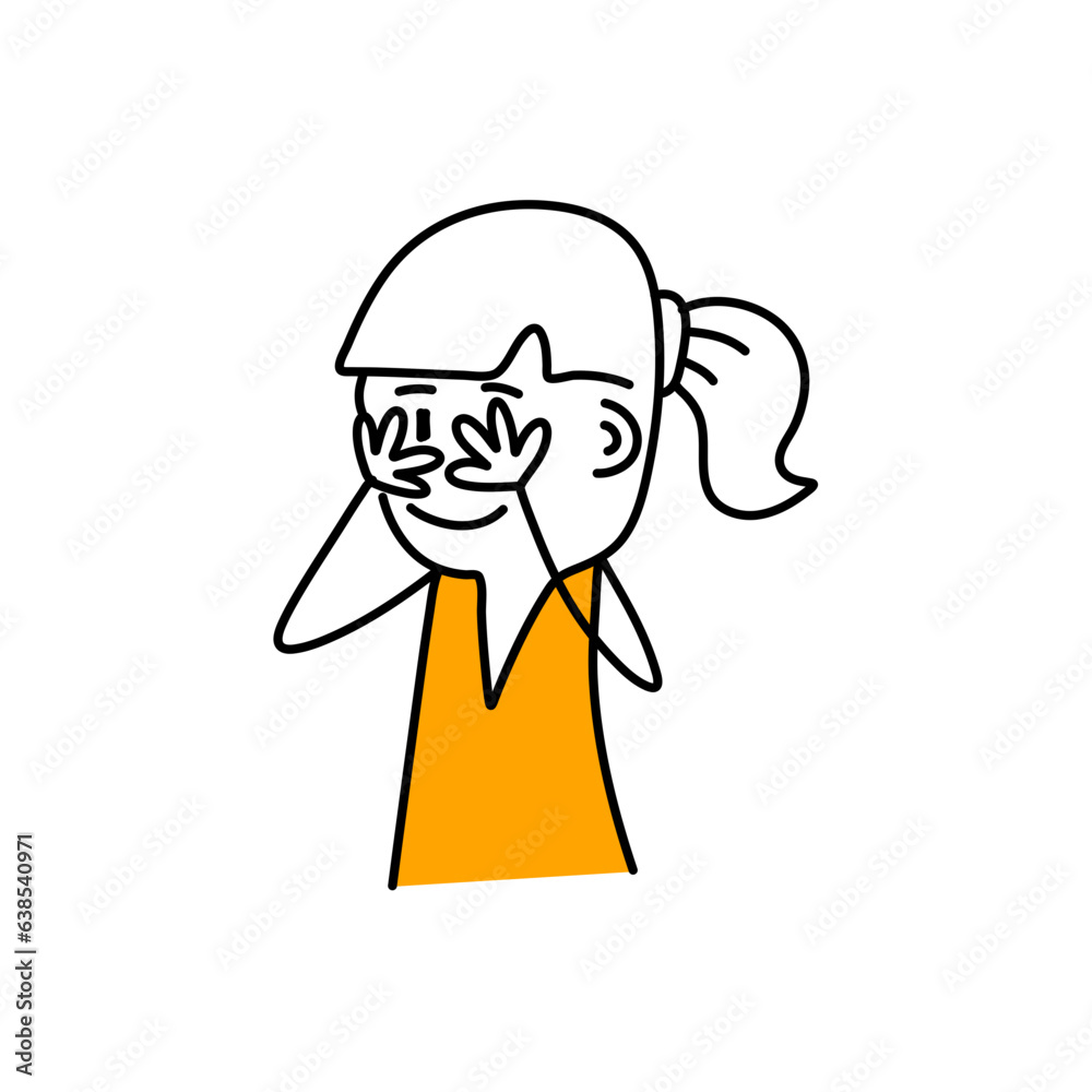 stick figures showing emotions with gestures. Doodle style. Vector illustration.