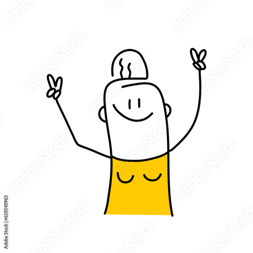 stick figures showing emotions with gestures. Doodle style. Vector illustration.