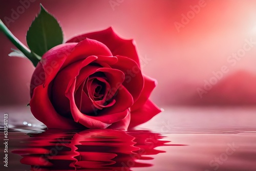 Bright red rose for Valentine Day