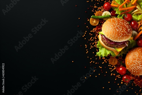 Banner design on burger theme with copy space photo