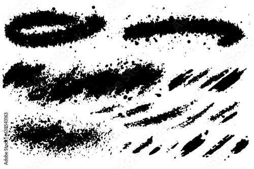 Paint brush. Black ink grunge brush strokes. Vector paintbrush set. Grunge design elements. Painted ink stripes.