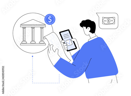 Paying fine over smartphone abstract concept vector illustration.