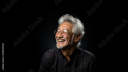 自信に満ち溢れた笑顔の中年男性 © Hanako ITO