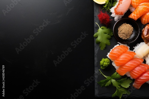 Sushi themed background large copy space - stock picture backdrop