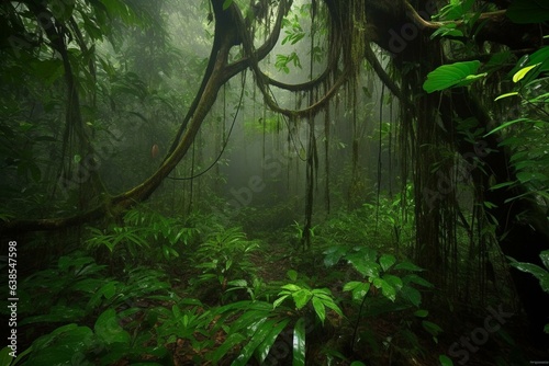 Amazon rainforest vines - French Guiana. Generative AI