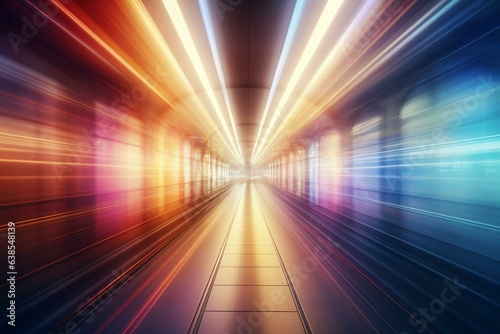 Blurred light tunnel. Generative AI