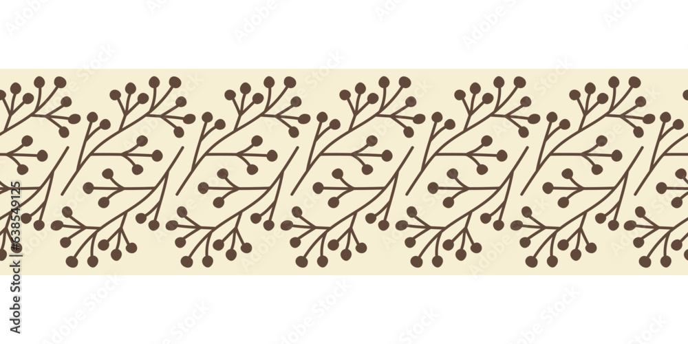 Obraz premium Horizontal seamless border of silhouette rowan branch. Vector illustration