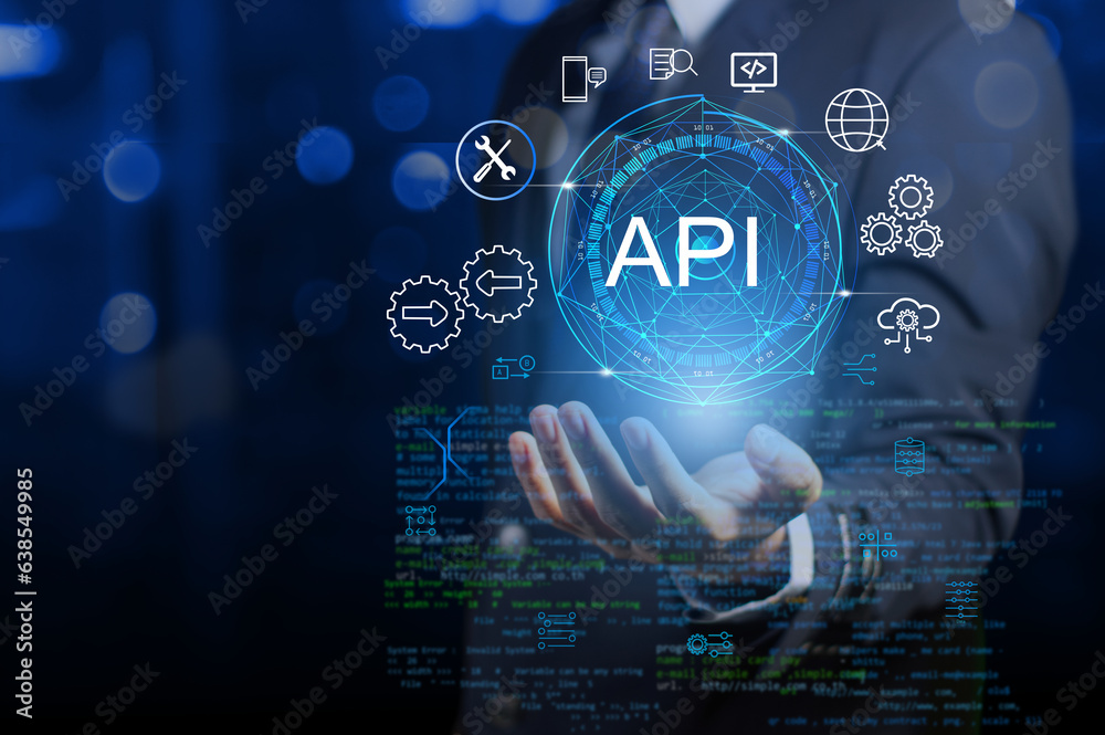 The API  (application programming interface) provides the interface for communication between applications, simplifying application integration.