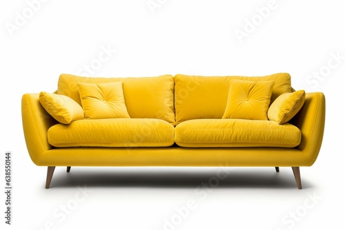 Contemporary transparent yellow sofa png. Generative AI