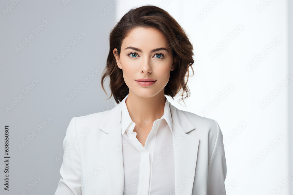 Made with Generative IA tech illustration charming businesswoman smiling confident office worker Made with Generative IA tech illustration charming businesswoman smiling confident office worker