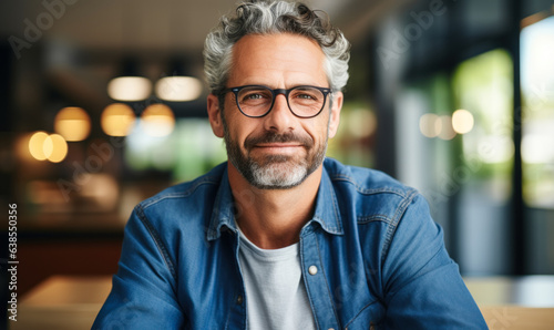 Casual Elegance: Middle-Aged Man in Eyeglasses