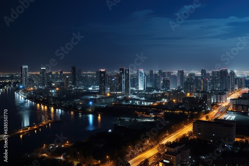 Night Cityscape with Skyscrapers: Urban Jungle