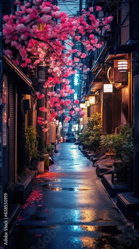 A good urban street in Japan at night