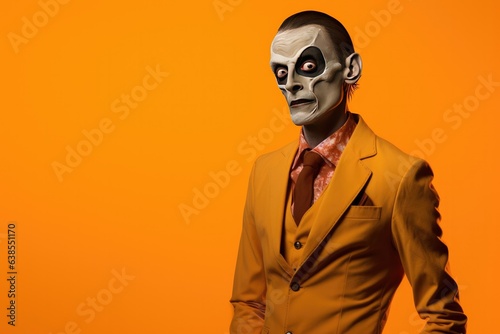 A Man Wearing a Zombie Cost...