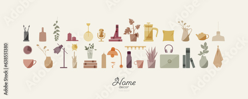 Modern color set of objects for 'Home' theme.