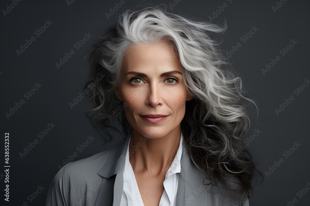Elegant gray haired elderly mature woman portrait Elegant gray haired elderly mature woman portrait
