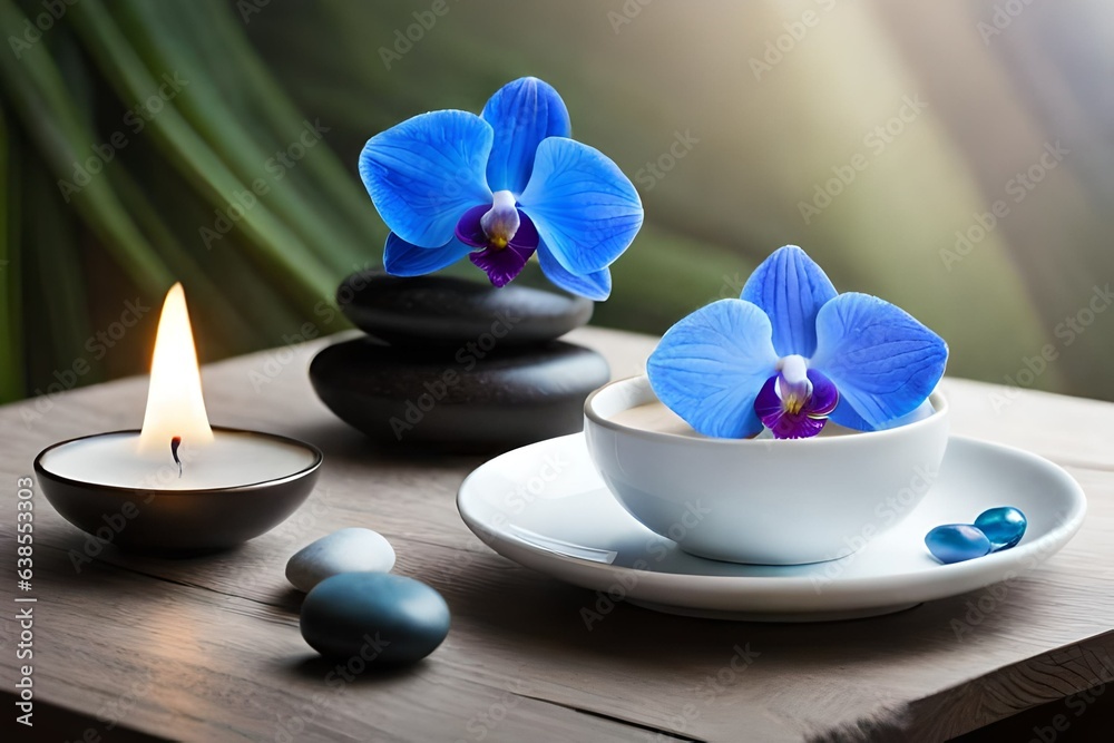 flowers with candle generative by AI technology flowers with candle generative by AI technology