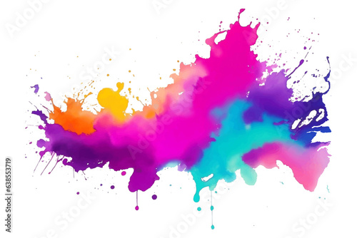 Colorful Ink splatter  watercolor paint splash powder festival explosion burst isolated png background