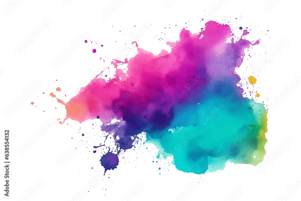 Colorful Ink splatter, watercolor paint splash powder festival explosion burst isolated png background