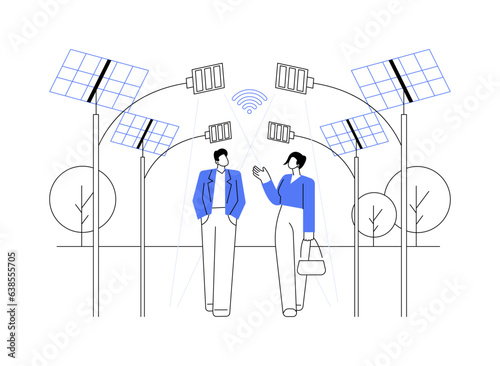 Smart city street lighting abstract concept vector illustration.