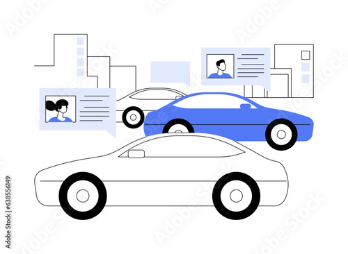 Connected vehicles abstract concept vector illustration.
