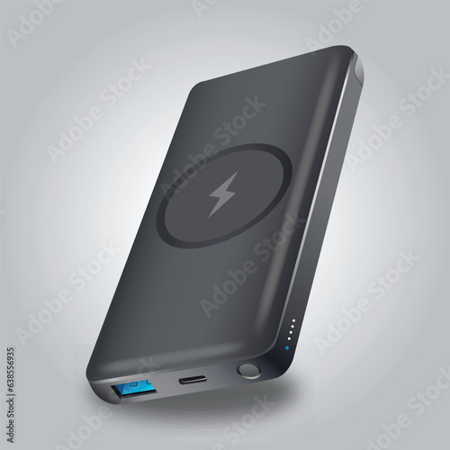 3D Power bank flat illustration
