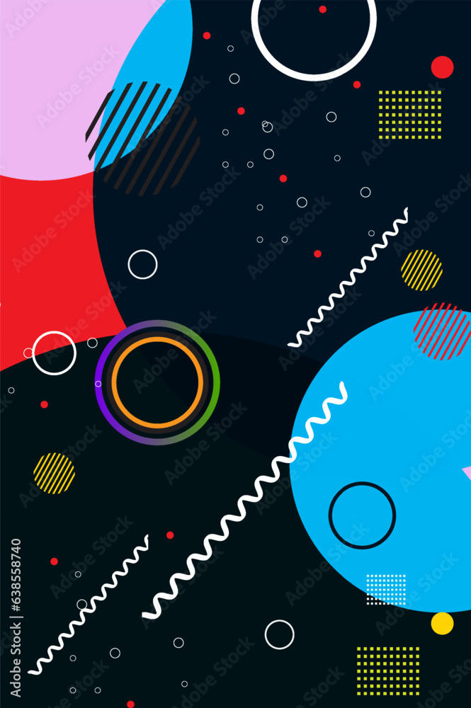 Abstract geometric background with circles and lines. Vector illustration in flat style