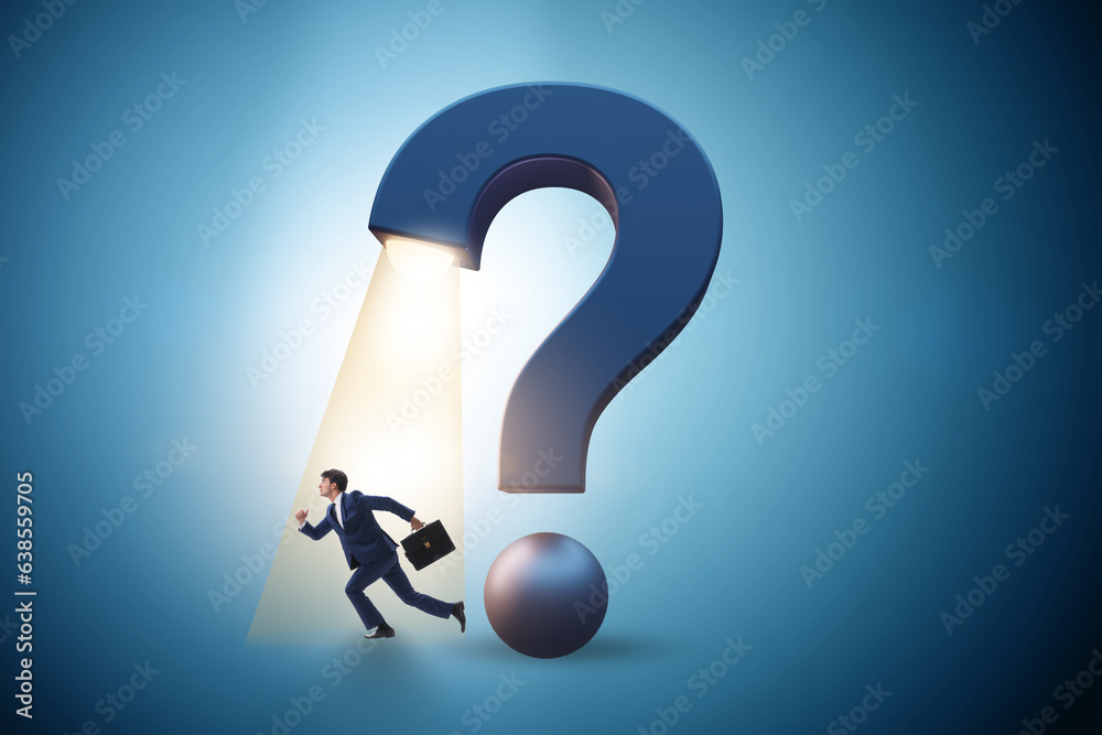 Concept with question mark and businessman Concept with question mark and businessman