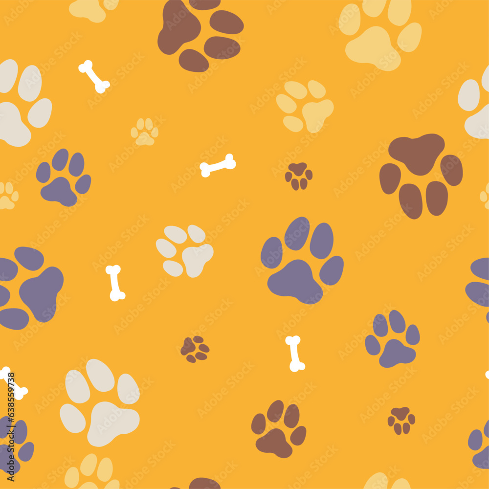 Fototapeta premium Pet paws background. Seamless pattern. Vector illustration