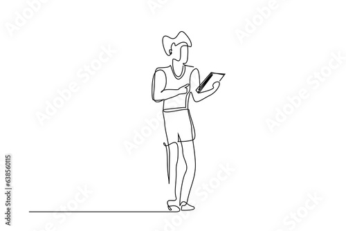 sportman athlete teacher lesson looking at list lifestyle line art