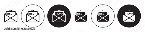 RSVP (Répondez s'il vous plaît) icon set. reply email vector symbol in black color. photo